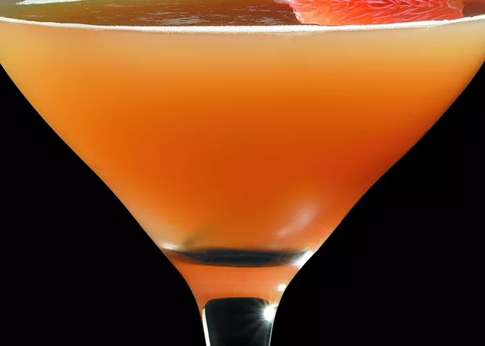 Glass of The Brown Derby garnished with grapefruit