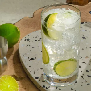 A glass of Hornitos® Ranch Water garnished with Lime Wedge