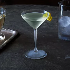 A glass of Sipsmith® Martini garnished with lemon twist 