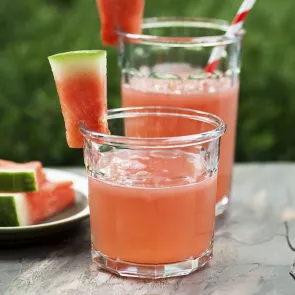 Two glass of Watermelon Pucker® garnished with watermelon piece