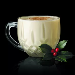 Cup of Maker's Mark® Eggnog with Holly berry and leaves