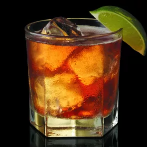 Glass of Maker's Mark® Redhead garnished with a Lime Wedge